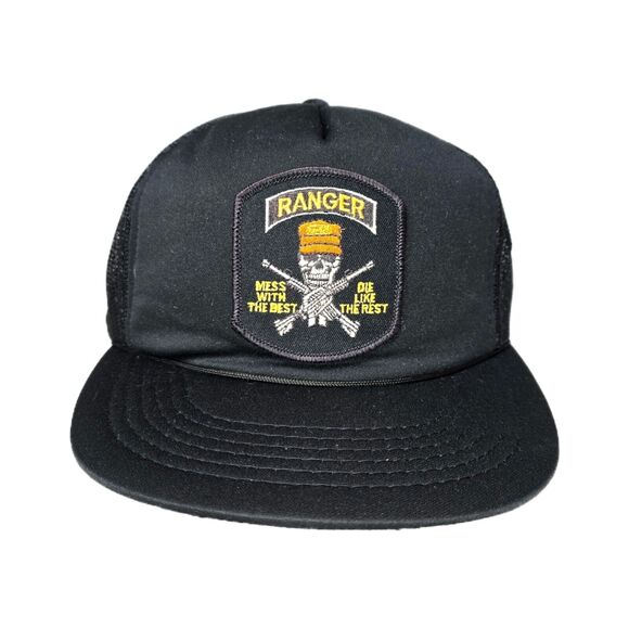 Unbranded Other - Vintage US Army Rangers MESS WITH THE BEST DIE LIKE THE REST Skeleton Patch Hat
